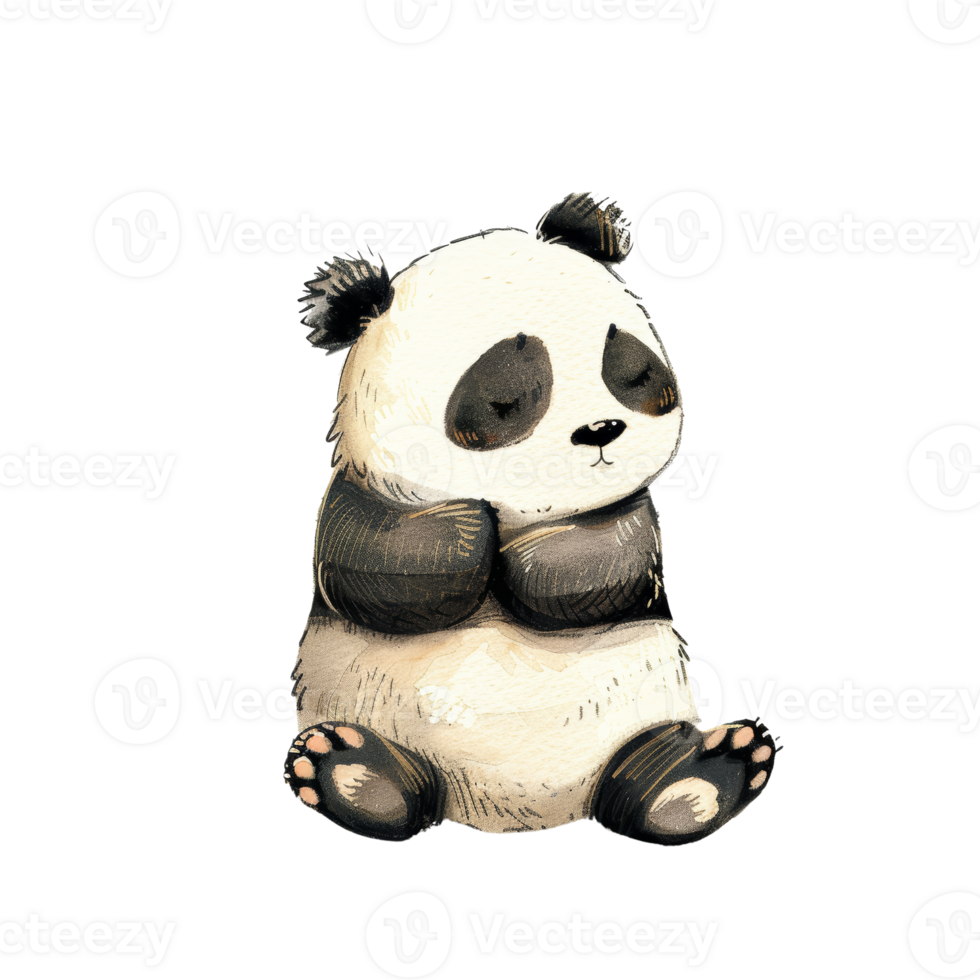 Cute Hand-Drawn Panda Sticker - Adorable Cartoon Animal Illustration for Kids and Crafts png