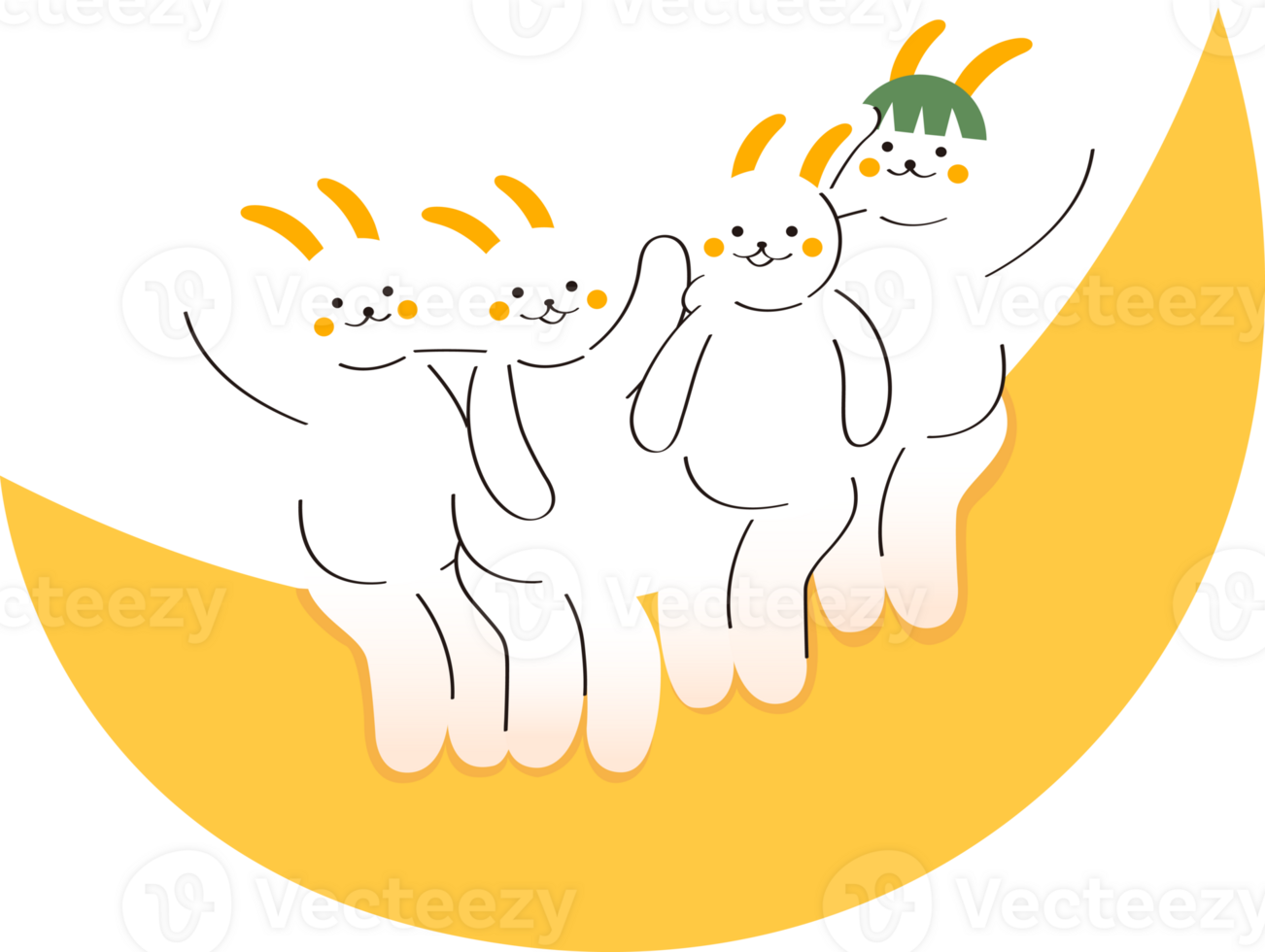 Rabbits sit on the moon png