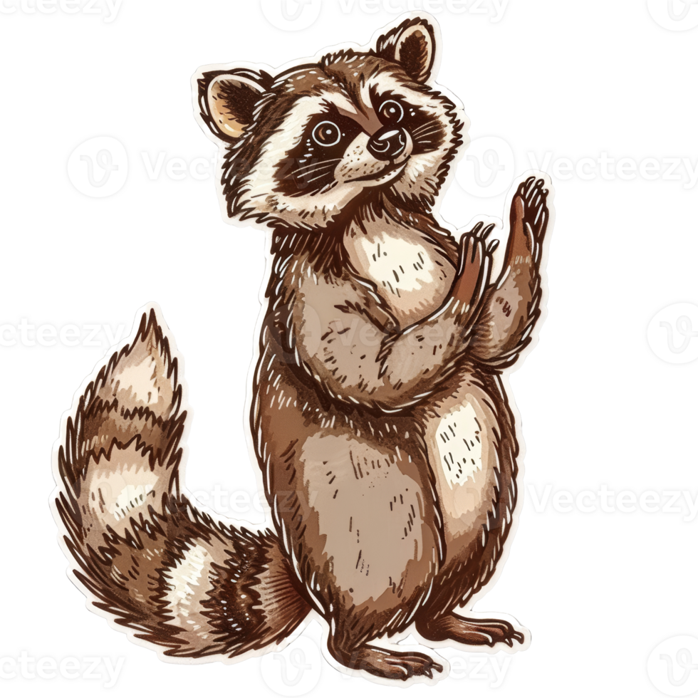 Cute Cartoon Animal Sticker of a Raccoon - Adorable and Playful Design for Kids, Scrapbooking, and Craft Projects png