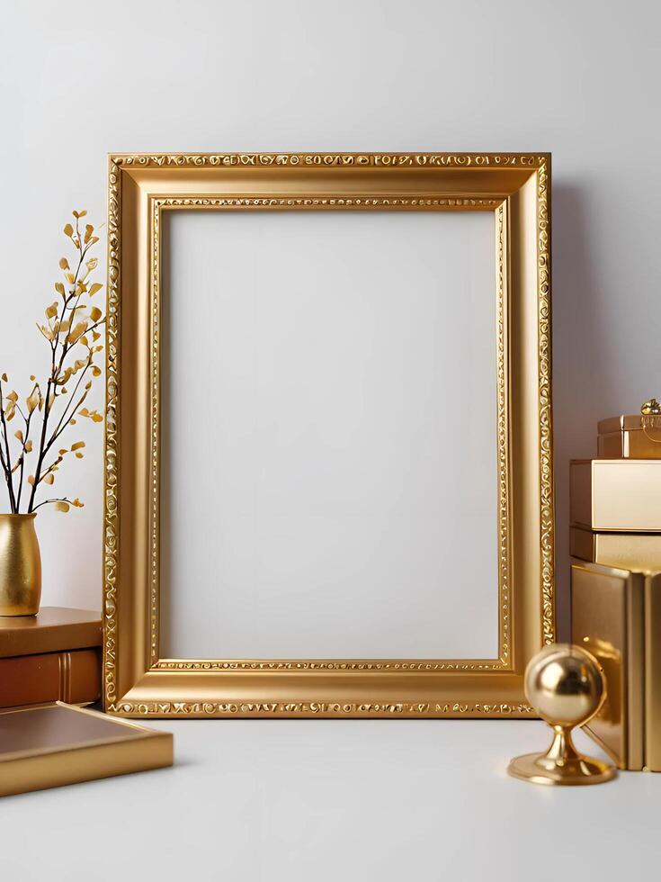 a unique heart-shaped photo frame made of gold, elegant and luxurious