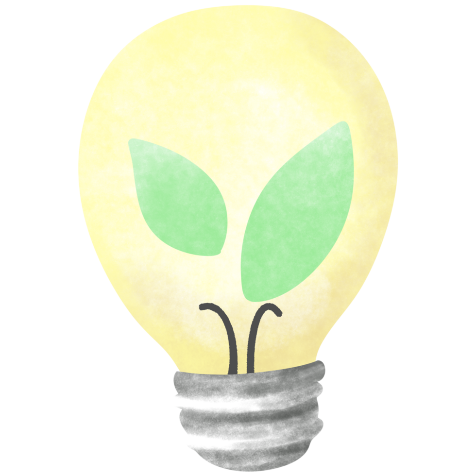 Light bulb with leaves inside ,Eco-friendly light bulb png