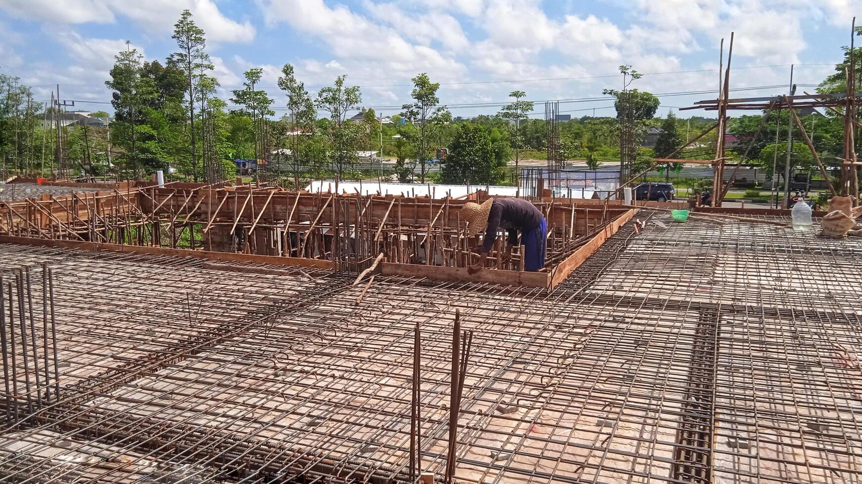 Floor slabs are under construction at a construction site. photo