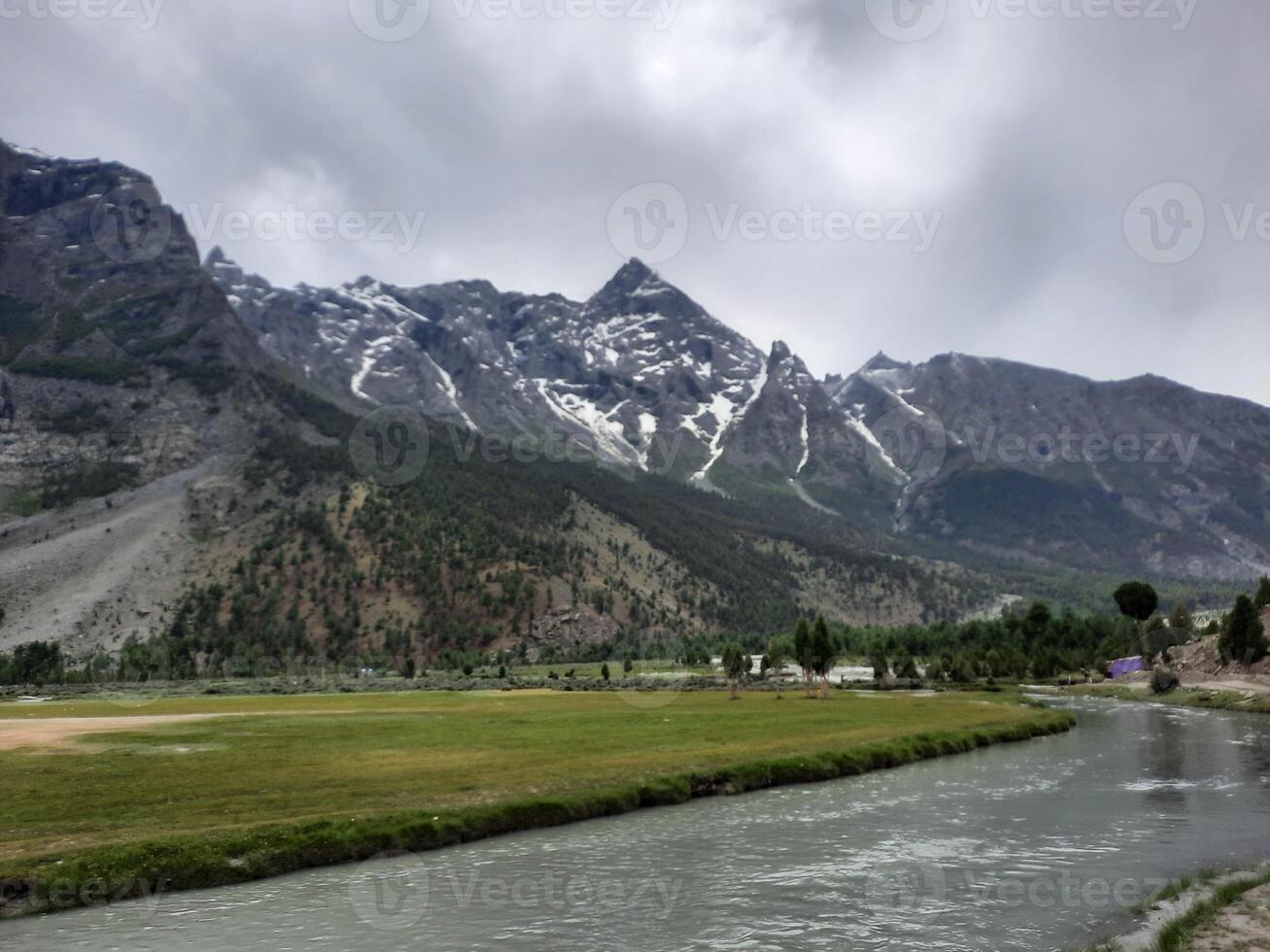 Beautiful, majestic view of the Basho Valley in Skardu, Pakistan. The Basho Valley is located on the heights of the mountains. Basho valley is famous for its natural beauty and picturesque views. photo