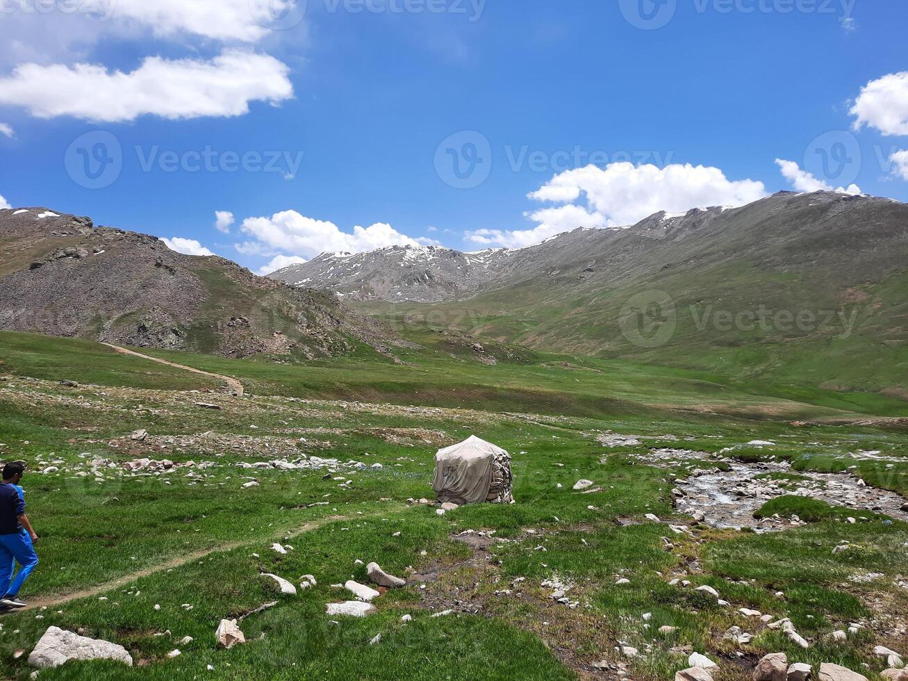 Beautiful daytime view of Deosai National Park in Gilgit-Baltistan, Pakistan. Deosai National is located between the Skardu District, Kharmang and Astore District in Gilgit Baltistan, Pakistan. photo