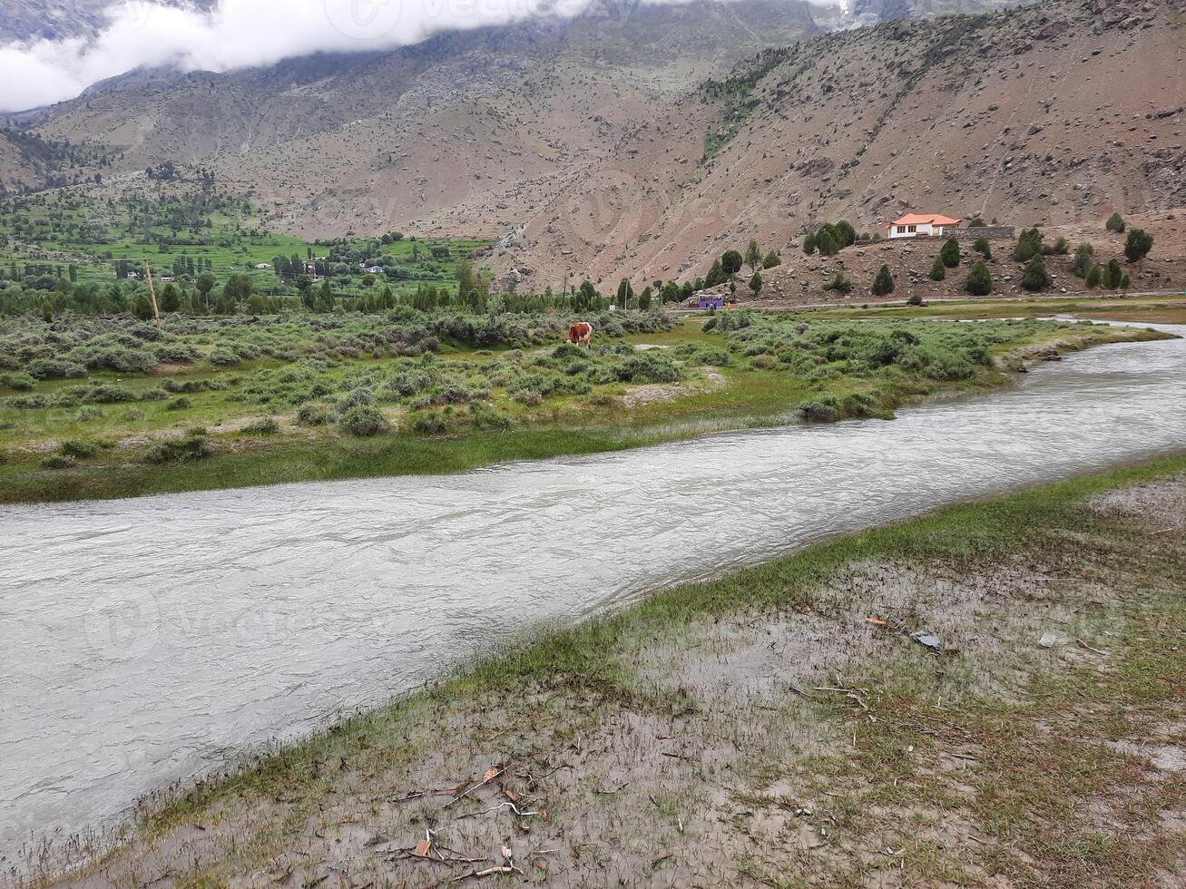 Beautiful, majestic view of the Basho Valley in Skardu, Pakistan. The Basho Valley is located on the heights of the mountains. Basho valley is famous for its natural beauty and picturesque views. photo