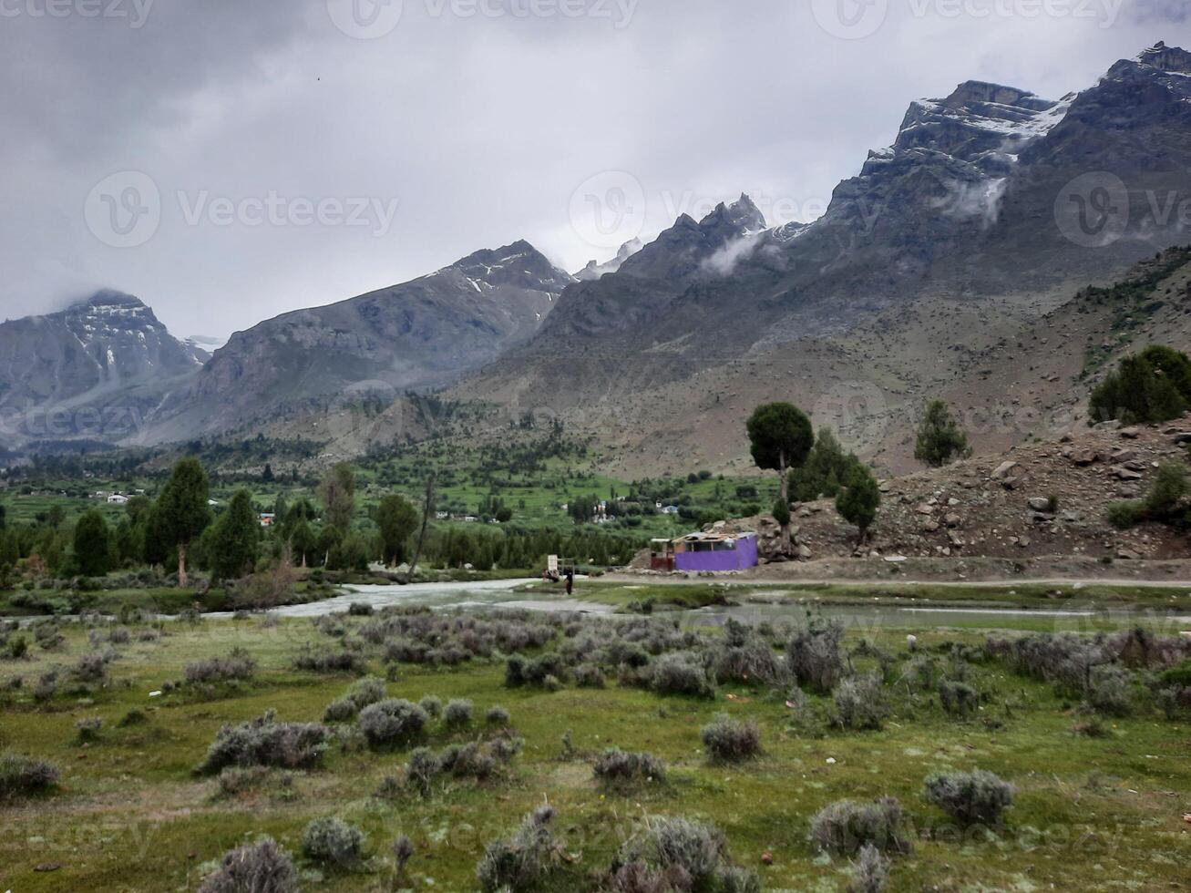 Beautiful, majestic view of the Basho Valley in Skardu, Pakistan. The Basho Valley is located on the heights of the mountains. Basho valley is famous for its natural beauty and picturesque views. photo