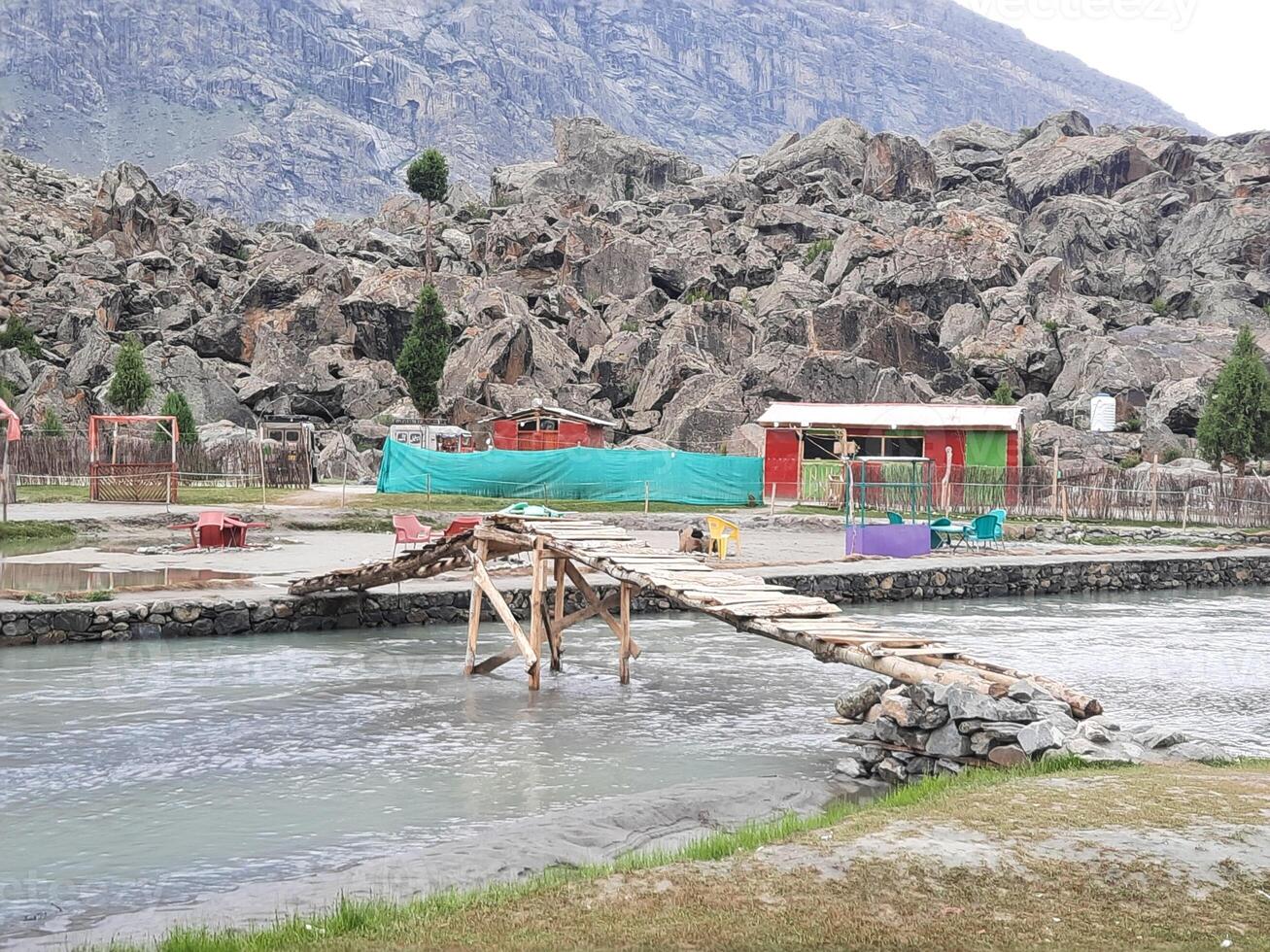 Beautiful, majestic view of the Basho Valley in Skardu, Pakistan. The Basho Valley is located on the heights of the mountains. Basho valley is famous for its natural beauty and picturesque views. photo