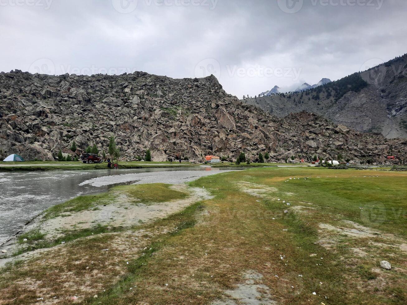 Beautiful, majestic view of the Basho Valley in Skardu, Pakistan. The Basho Valley is located on the heights of the mountains. Basho valley is famous for its natural beauty and picturesque views. photo