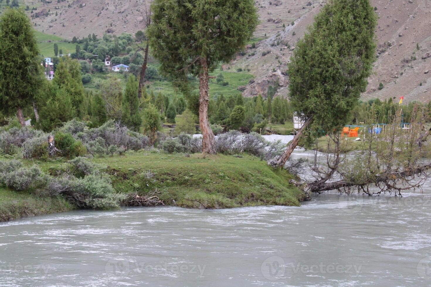 Beautiful, majestic view of the Basho Valley in Skardu, Pakistan. The Basho Valley is located on the heights of the mountains. Basho valley is famous for its natural beauty and picturesque views. photo