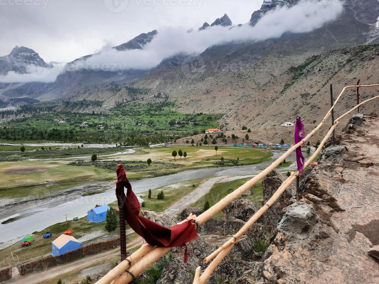 Beautiful, majestic view of the Basho Valley in Skardu, Pakistan. The Basho Valley is located on the heights of the mountains. Basho valley is famous for its natural beauty and picturesque views. photo