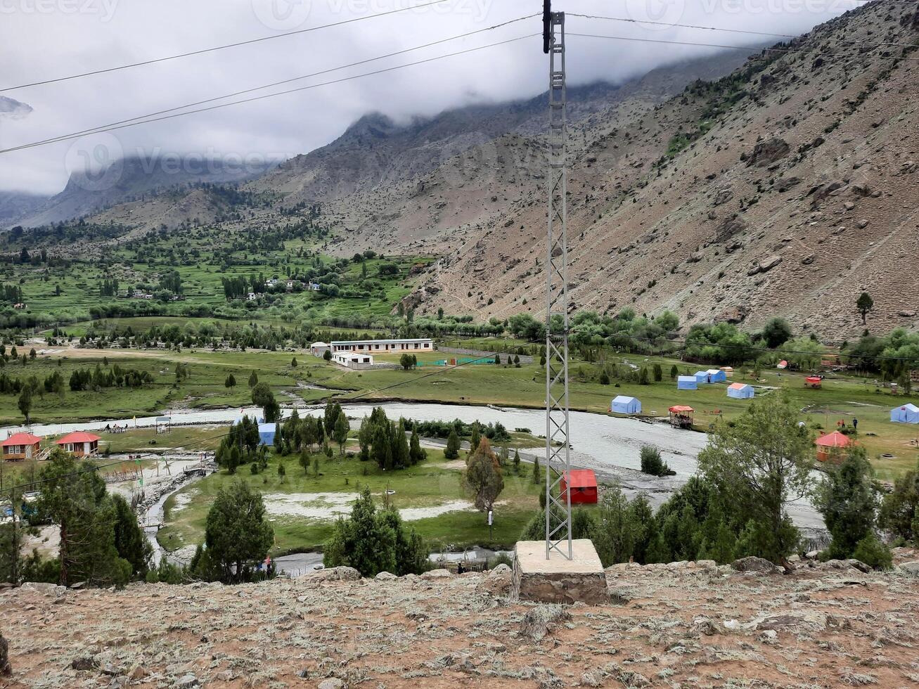 Beautiful, majestic view of the Basho Valley in Skardu, Pakistan. The Basho Valley is located on the heights of the mountains. Basho valley is famous for its natural beauty and picturesque views. photo