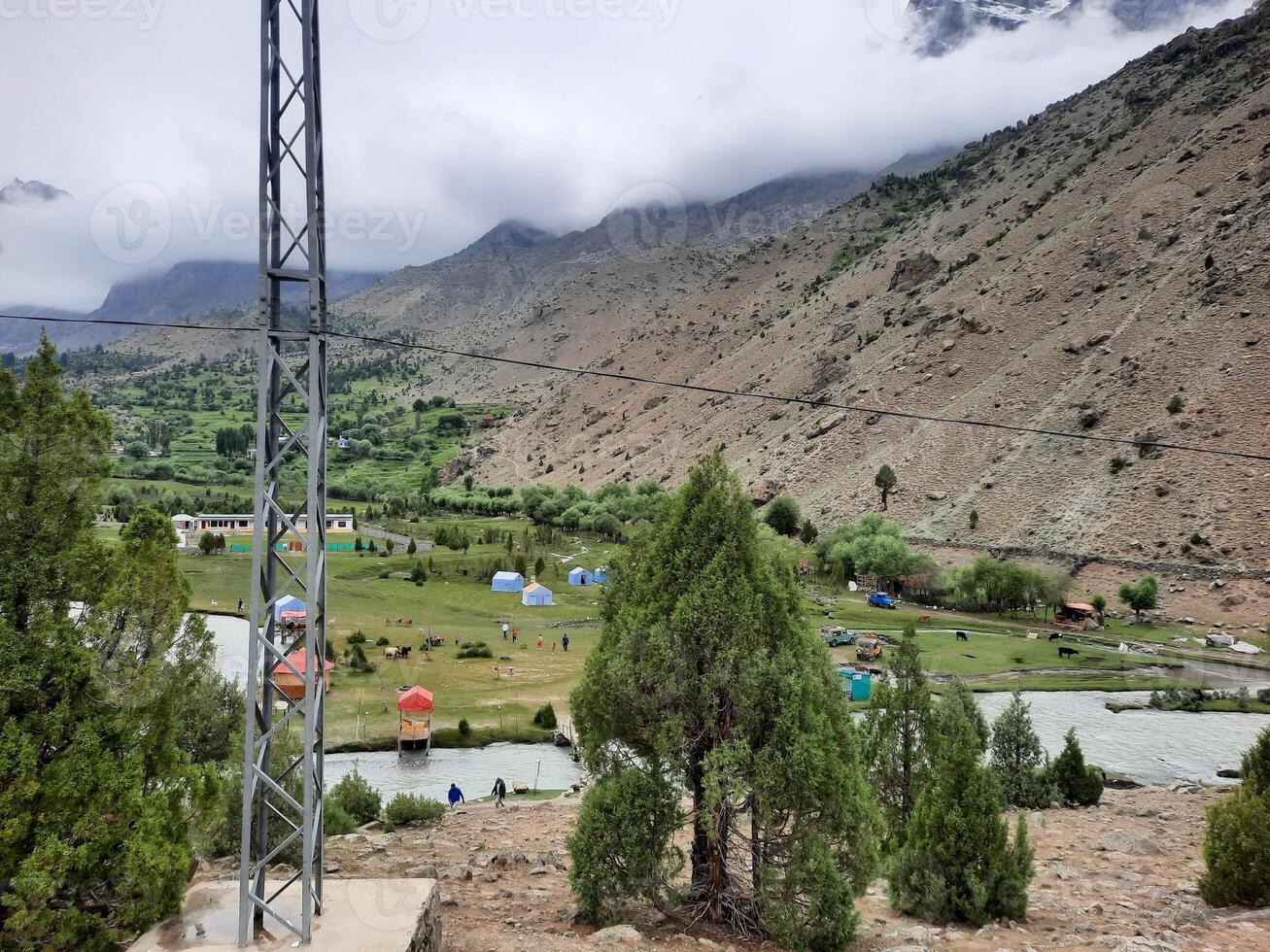 Beautiful, majestic view of the Basho Valley in Skardu, Pakistan. The Basho Valley is located on the heights of the mountains. Basho valley is famous for its natural beauty and picturesque views. photo