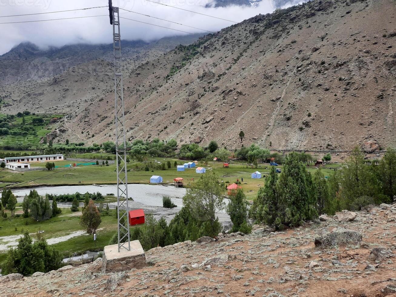 Beautiful, majestic view of the Basho Valley in Skardu, Pakistan. The Basho Valley is located on the heights of the mountains. Basho valley is famous for its natural beauty and picturesque views. photo