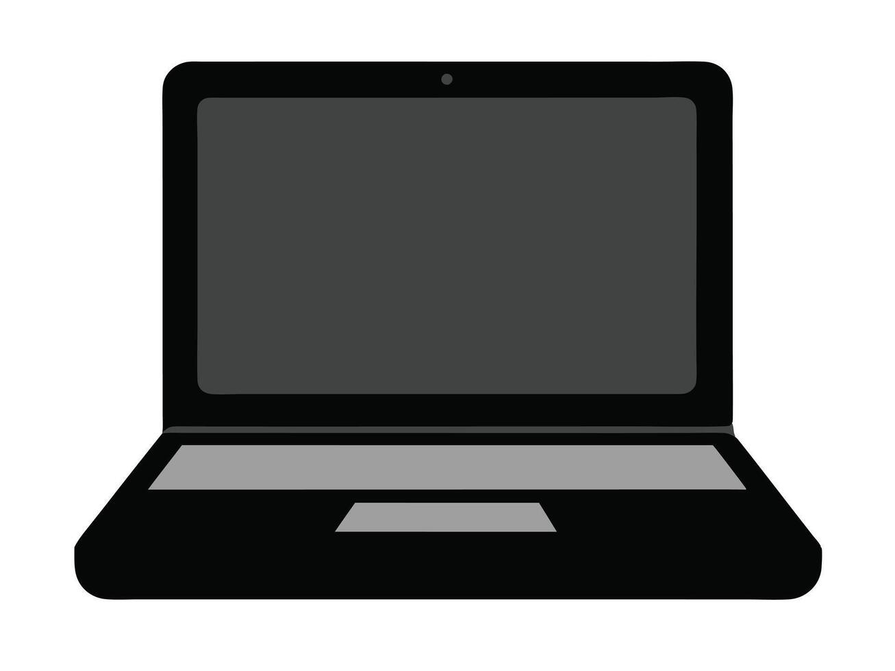 Laptop black icon on white background vector