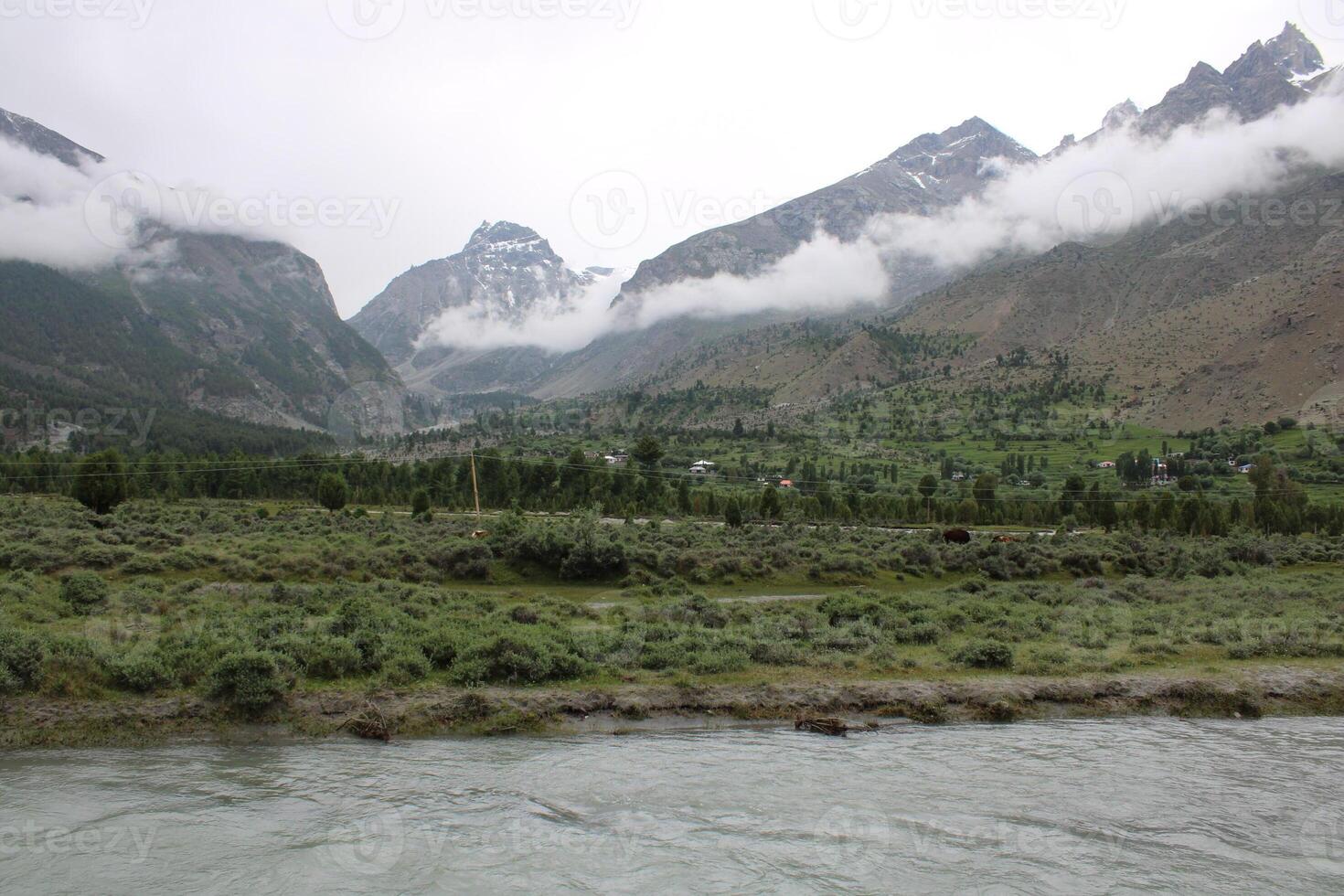 Beautiful, majestic view of the Basho Valley in Skardu, Pakistan. The Basho Valley is located on the heights of the mountains. Basho valley is famous for its natural beauty and picturesque views. photo
