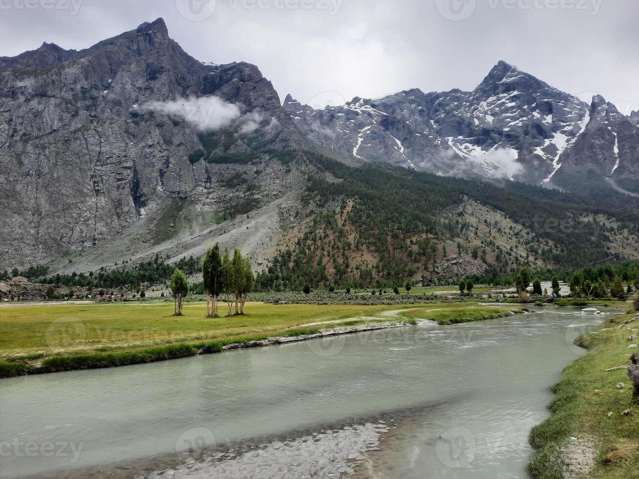Beautiful, majestic view of the Basho Valley in Skardu, Pakistan. The Basho Valley is located on the heights of the mountains. Basho valley is famous for its natural beauty and picturesque views. photo