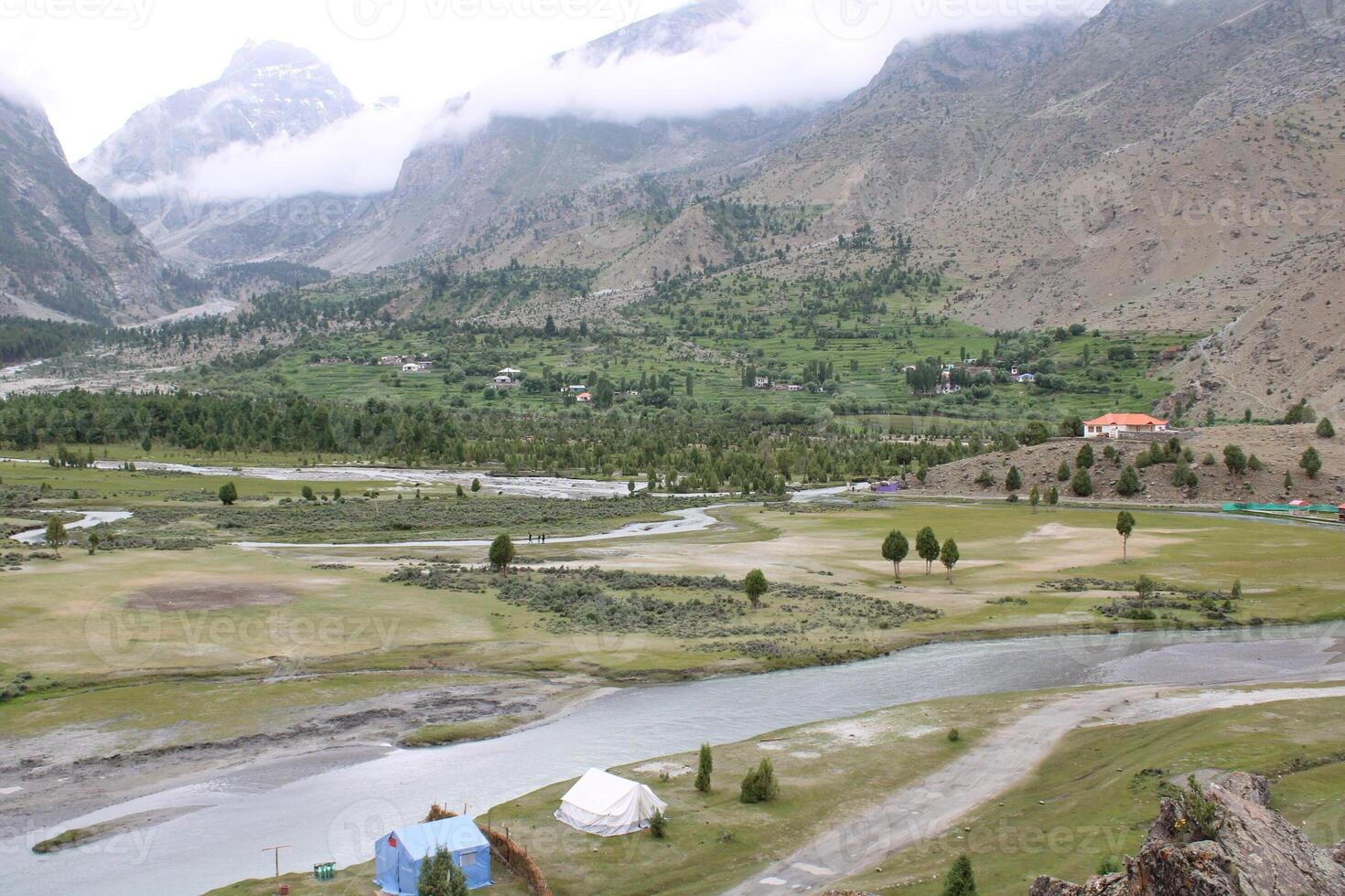 Beautiful, majestic view of the Basho Valley in Skardu, Pakistan. The Basho Valley is located on the heights of the mountains. Basho valley is famous for its natural beauty and picturesque views. photo