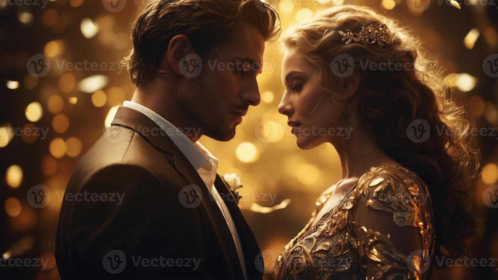couple in love. stylish honeymoon. memorable honeymoon. golden honeymoon. luxurious honeymoon. couple kissing. couple in love. epic romance. photo