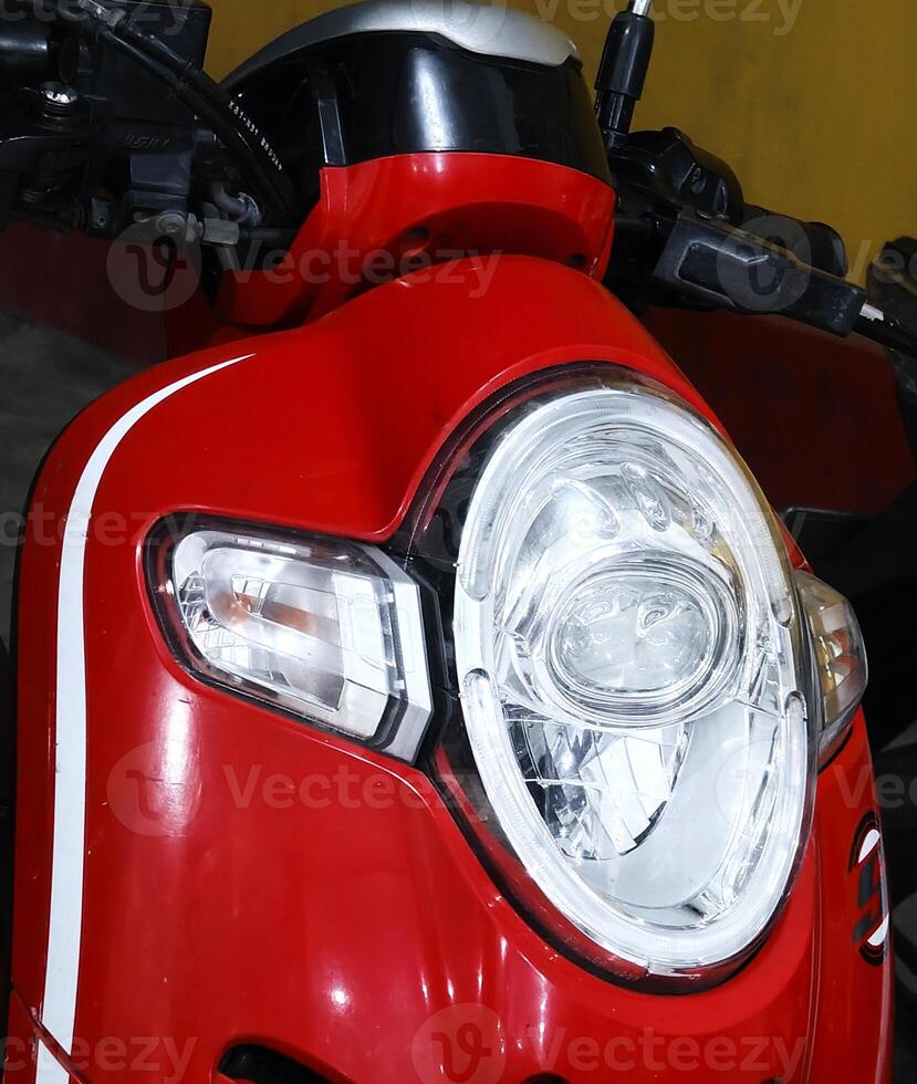 Motorcycle lamp. as part of the motorcycle headlight Used for illuminating the night. photo