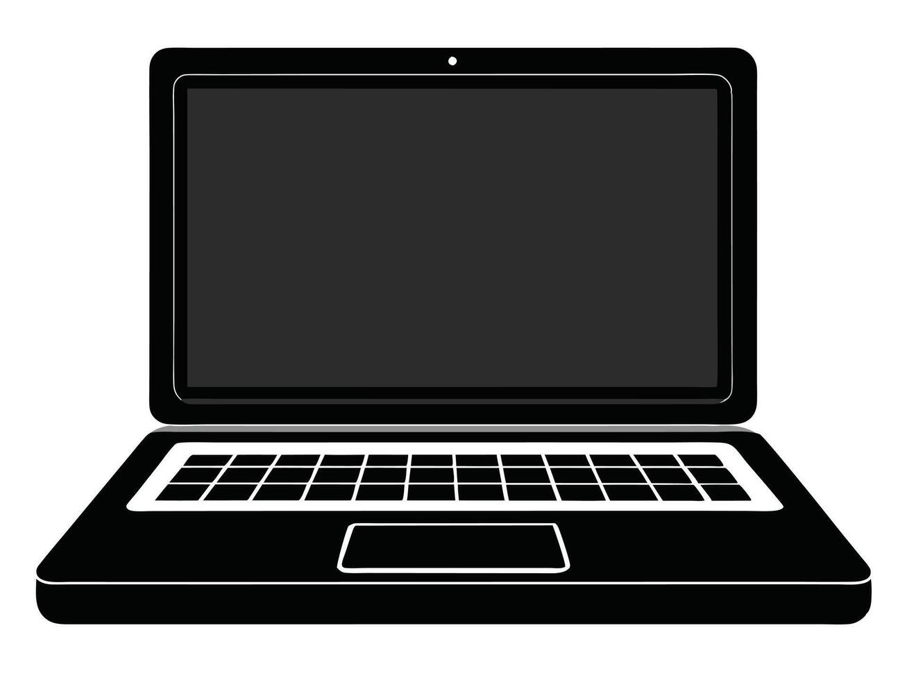 Laptop black icon on white background vector