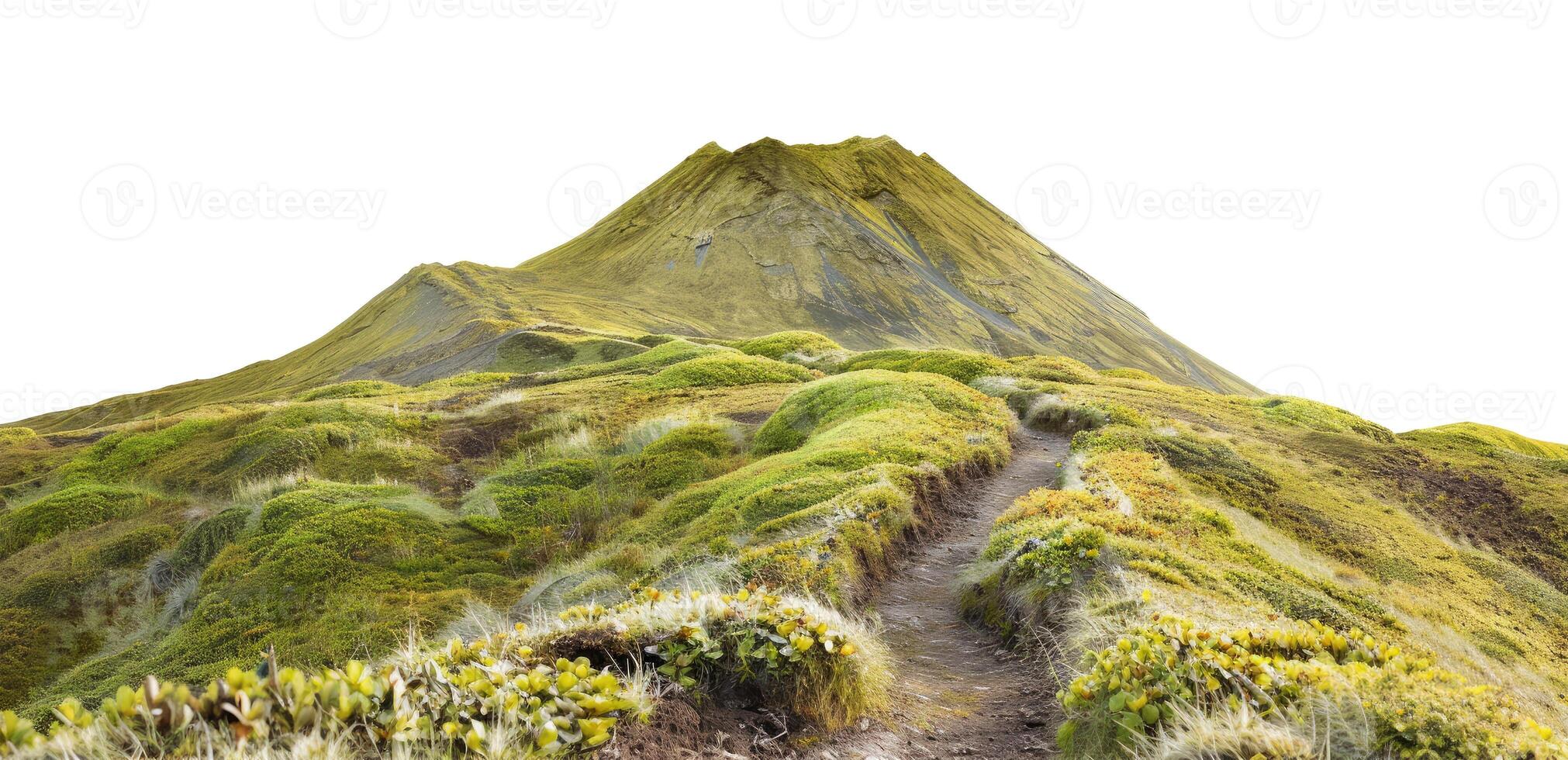Landscape with Volcano, Isolated on White photo
