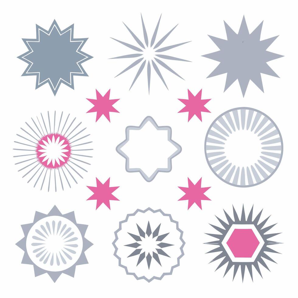 Set of starburst sticker sale badge price tag vector