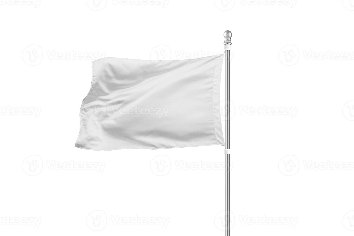 Isolated white flag on a flagpole, ideal for mockup purposes. Perfect for showcasing designs, logos, or branding with a clean and versatile presentation photo