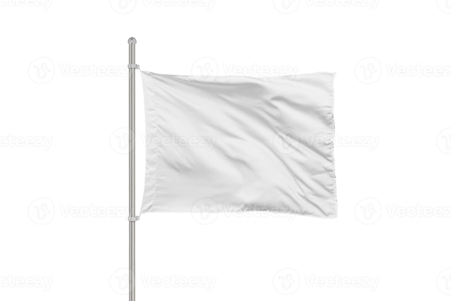 Isolated white flag on a metal holder. Ideal for showcasing logos, branding, or custom designs. Clean, versatile design with a focus on simplicity and clarity photo