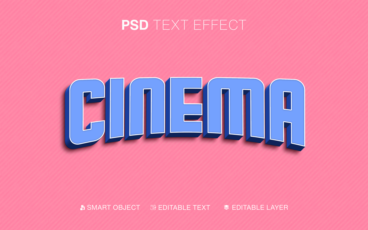 3D Editable Cinema Text Effect psd