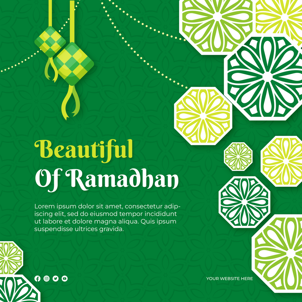 Ramadhan Greeting Post Template Green Theme Design psd