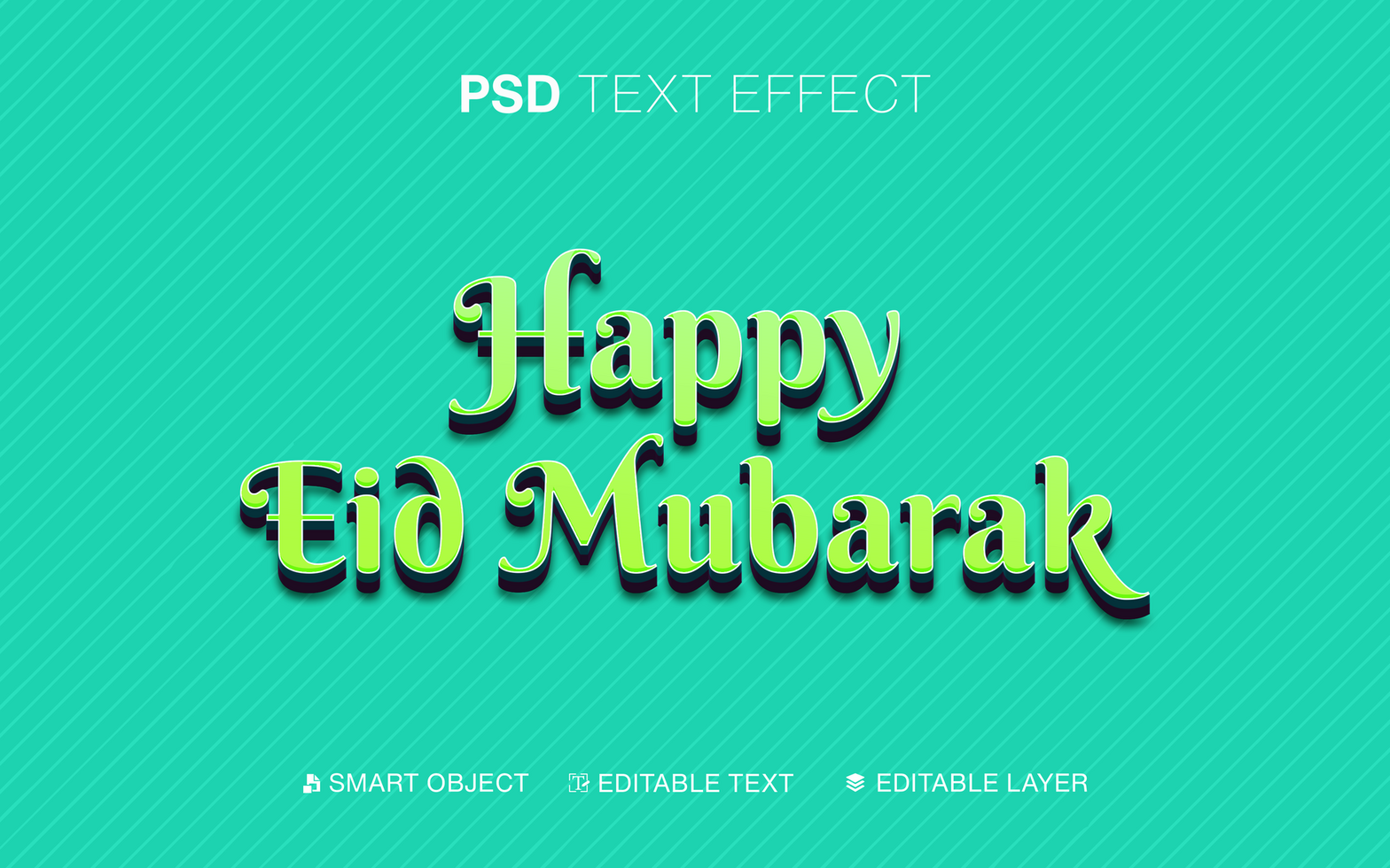 Text Effect Happy Eid Mubarak psd