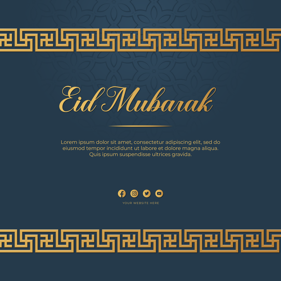 Eid Mubarak Greeting Post Card Template Flat Design psd