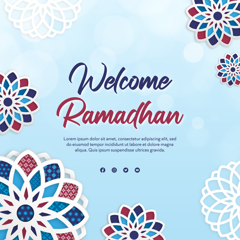 Welcome Ramadhan Greeting Post Design psd
