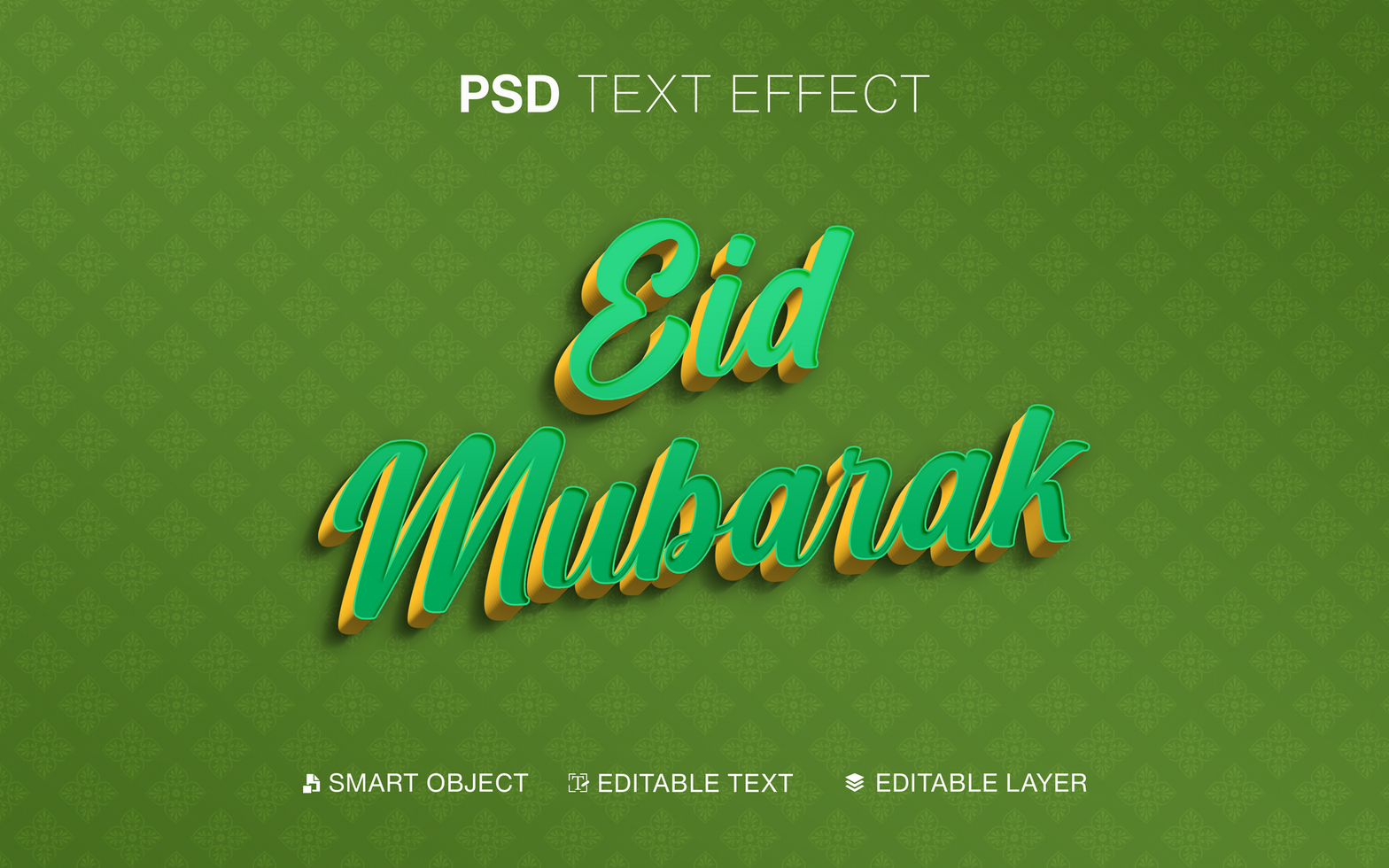 eid mubarak realistic editable 3d text effect psd