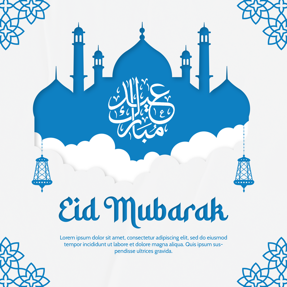 Eid Mubarak Greeting Post Template Minimalsit Design psd