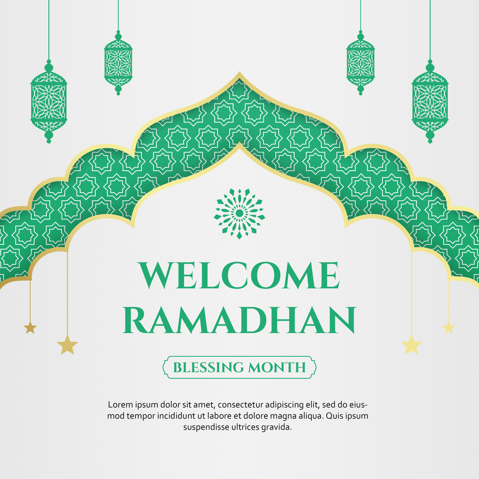 Welcome Ramadhan Greeting Card Minimalist Design Template psd