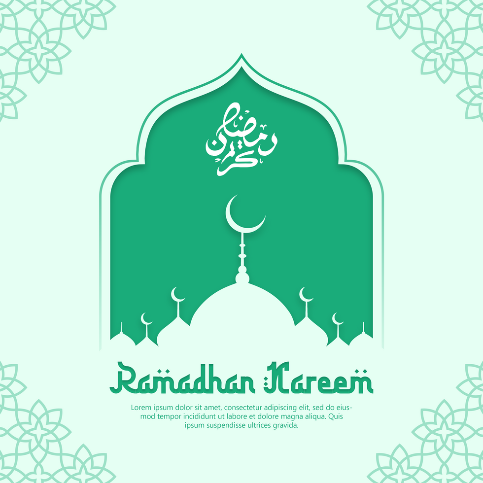 Ramadhan Kareem Flat Design Greeting Post Card Template psd