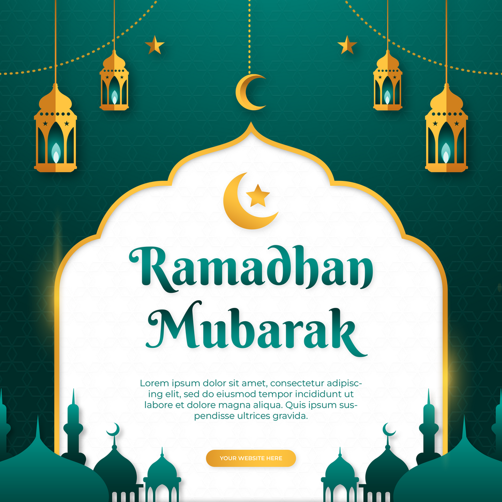 Ramadhan Mubarak Luxury Elegant Design Greeting Postcard Template psd