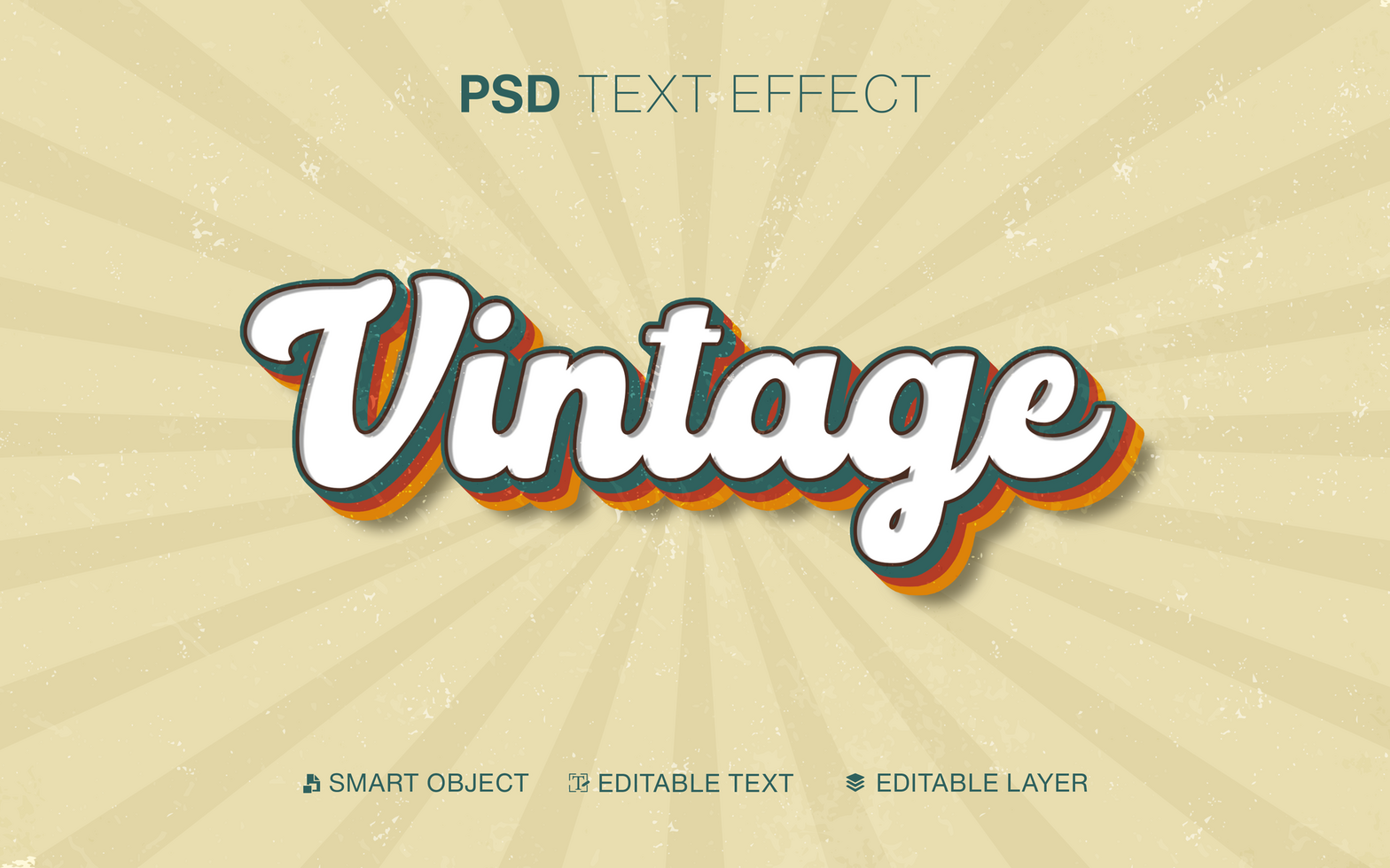 Retro vintage text effect psd