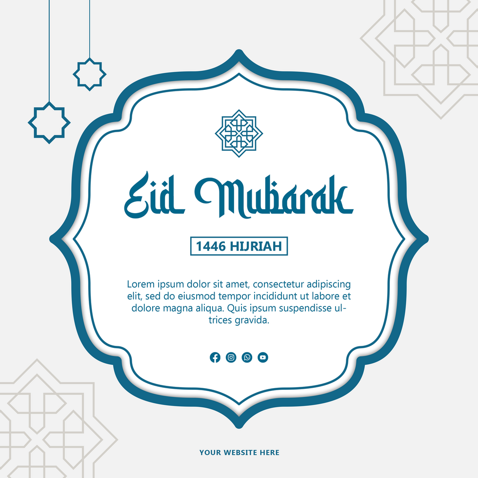 Eid Mubarak Greeting Post Template Minimalist Design psd
