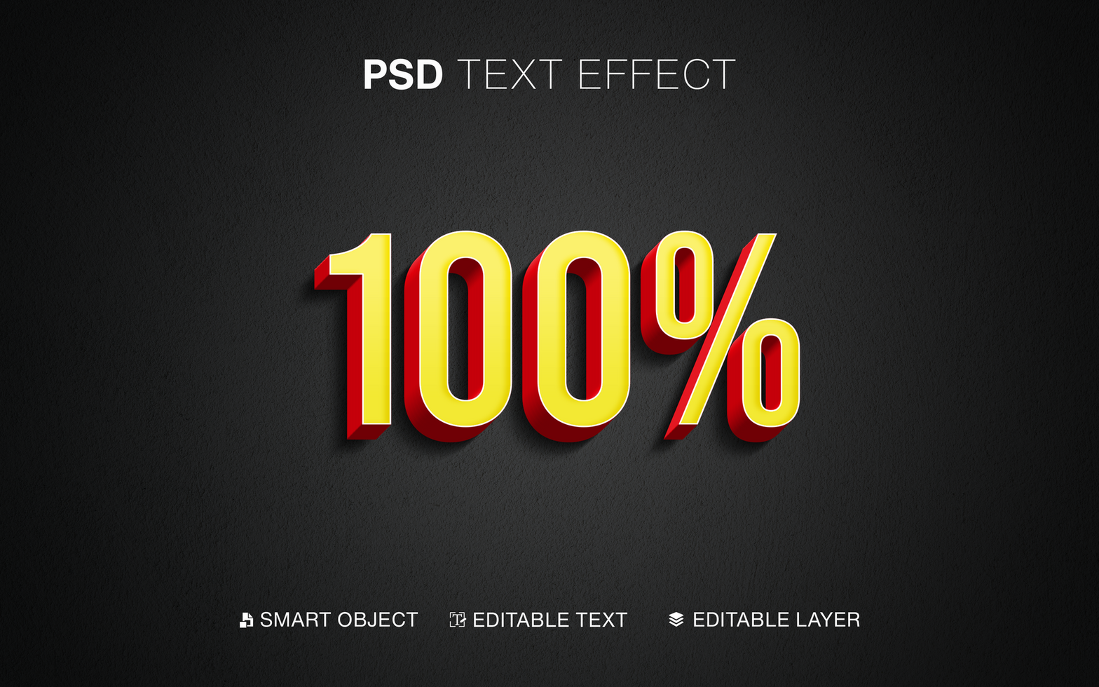3d 100 percent text effect psd