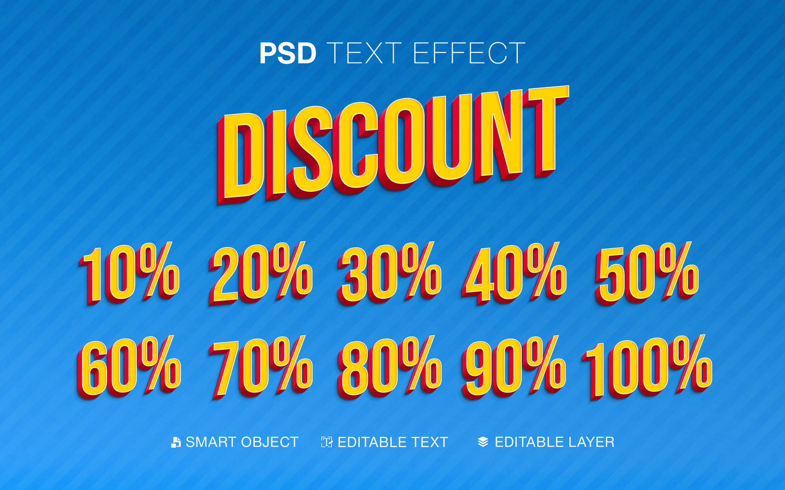 Text Effect Discount With Percent Number psd