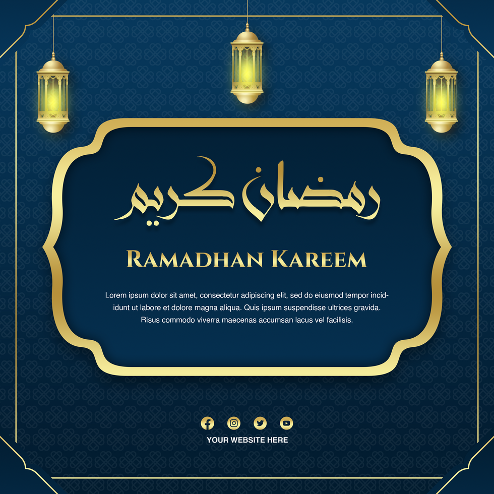Ramadhan Kareem Greeting Post Card Luxury Elegant Design Template psd