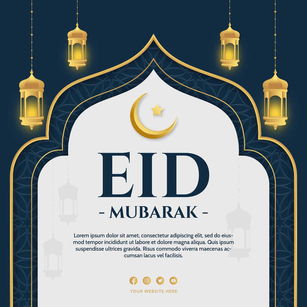 Eid Mubarak Greeting Post Card Elegant Design Template psd