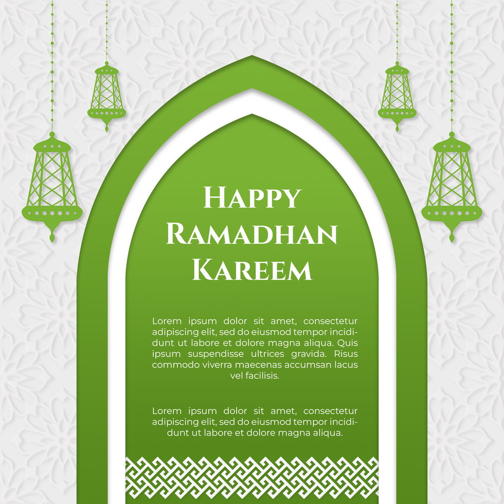 Ramadhan Kareem Greeting Post Template Green Theme psd