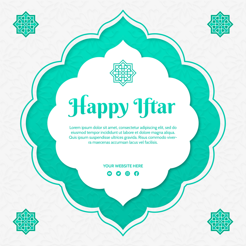 Happy iftar greeting card minimalist design template psd