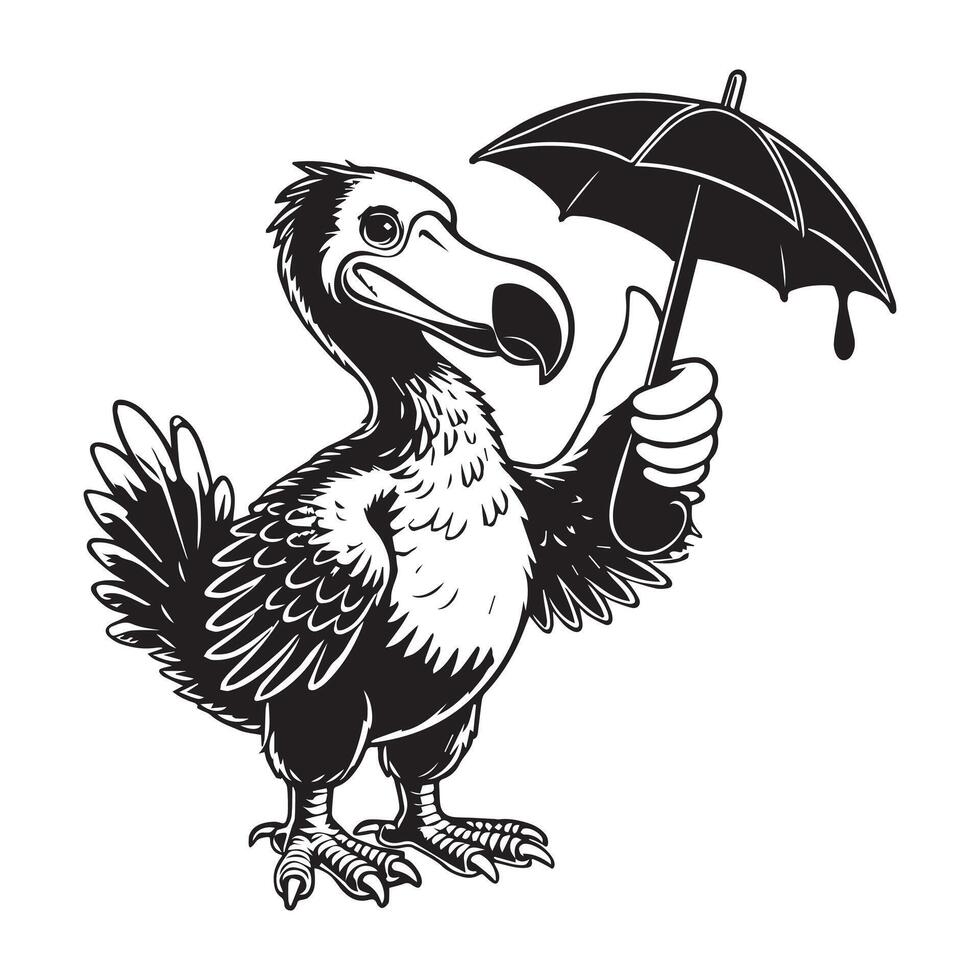 Dodo Clipart, Flightless bird outline design, Raphus cucullatus illustration in black and white vector