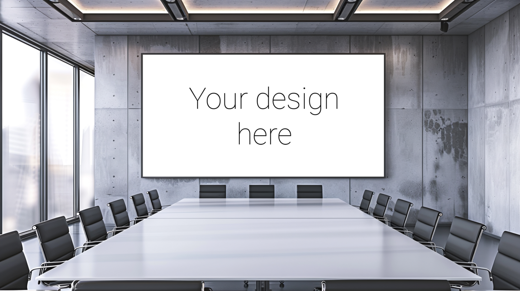 Mockup of projection surface or screen in conference room. psd