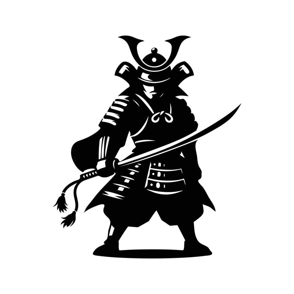 silhouette design samurai vector