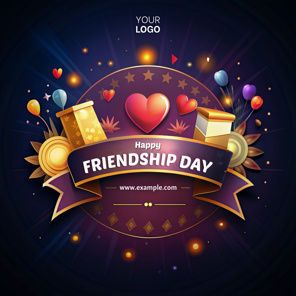 A colorful poster for Friendship Day with a heart and balloons psd